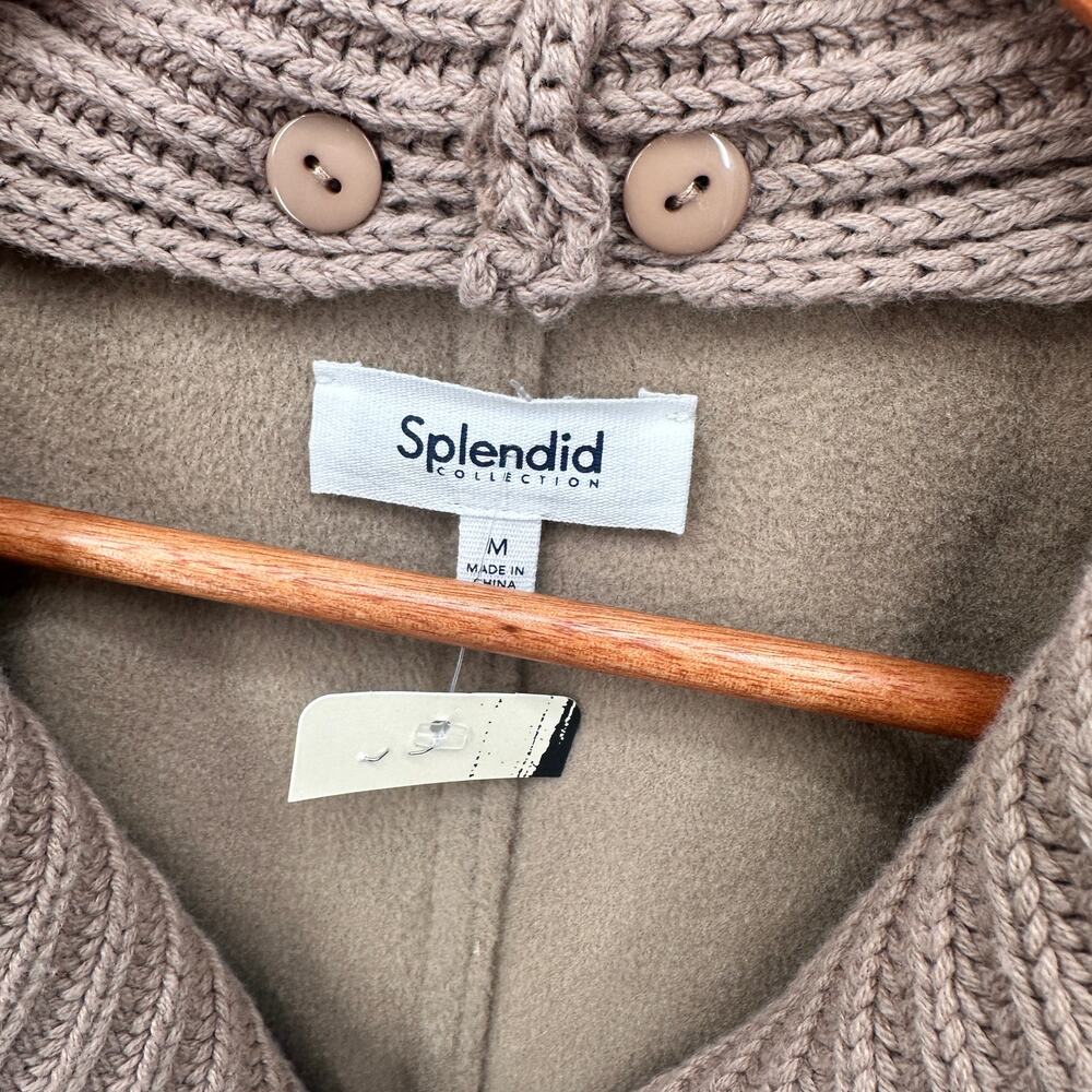 SPLENDID NWT Nikki Oatmeal Tan Hooded Pea Coat // M - Picture 7 of 15